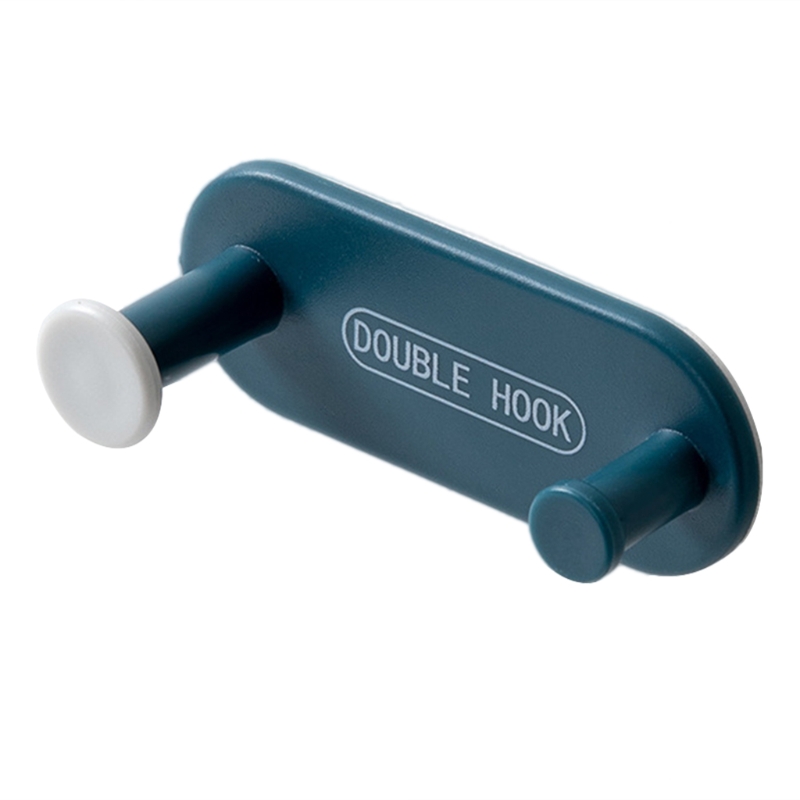 4Pcs Wall Mount Plastic Key Holder Double Hooks Cable Organizer Self-Adhesive Multifunction Jewelry Rack Clothes Hanger: blue