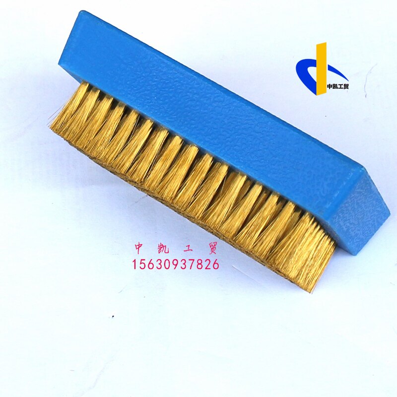 Industrial Plastic Handle Copper Wire Brush 0.076 Wire Diameter Wallpaper Printing Anilox Roller Cleaning Derusting