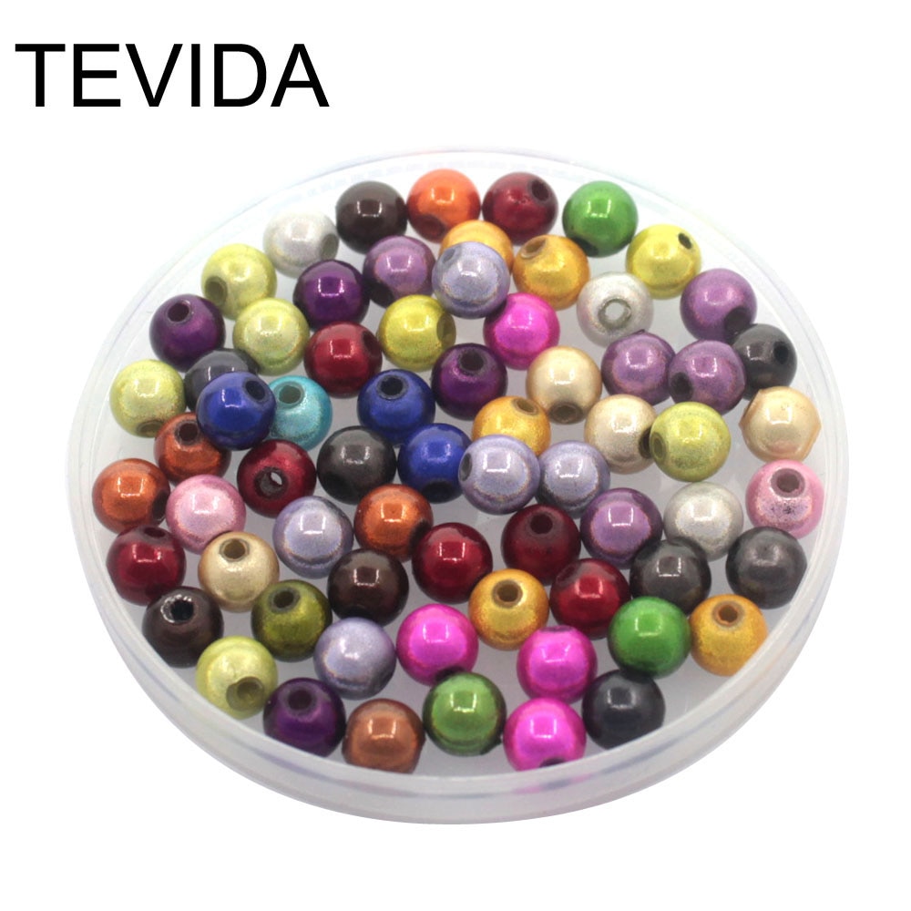 Tevida Q08 4/6/8/10mm Ronde Acryl Reflecterende Miracle Effen Parels Kralen DIY voor Oorbel ketting Sieraden Maken Accessoires