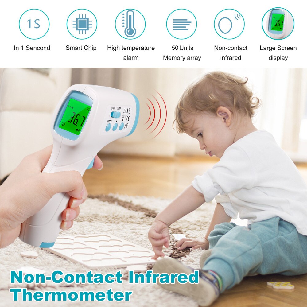 Non Contact Forehead Thermometer Infrared Thermometer Body Temperature Fever Digital Measure Tool for Baby Adult