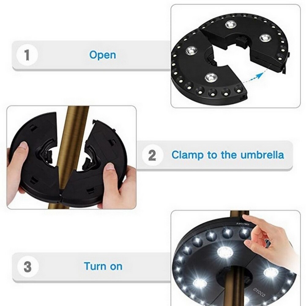 20 + 4LED LED Patio parapluie lumière 5W extérieur sans fil parapluie luminaire jardin Portable Camping tente lampe pluie lumière de secours