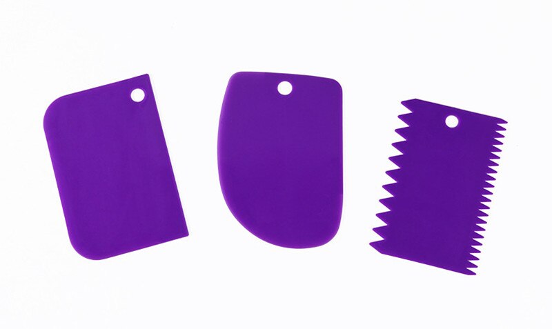 3PCS/Lot Dough Cake Cutter Slicer Spatula for Cake Cream Scraper Pasty Cutters Scraper Irregular Teeth Edge DIY Smoother: B-PURPLE