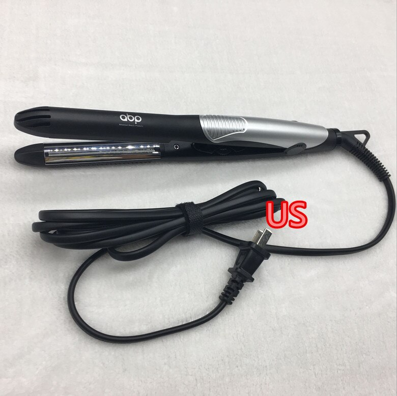 Alisador de pelo en U , plancha de pelo negra, chapado en plata, 2 en 1, enchufe AU/EU/US/UK: US