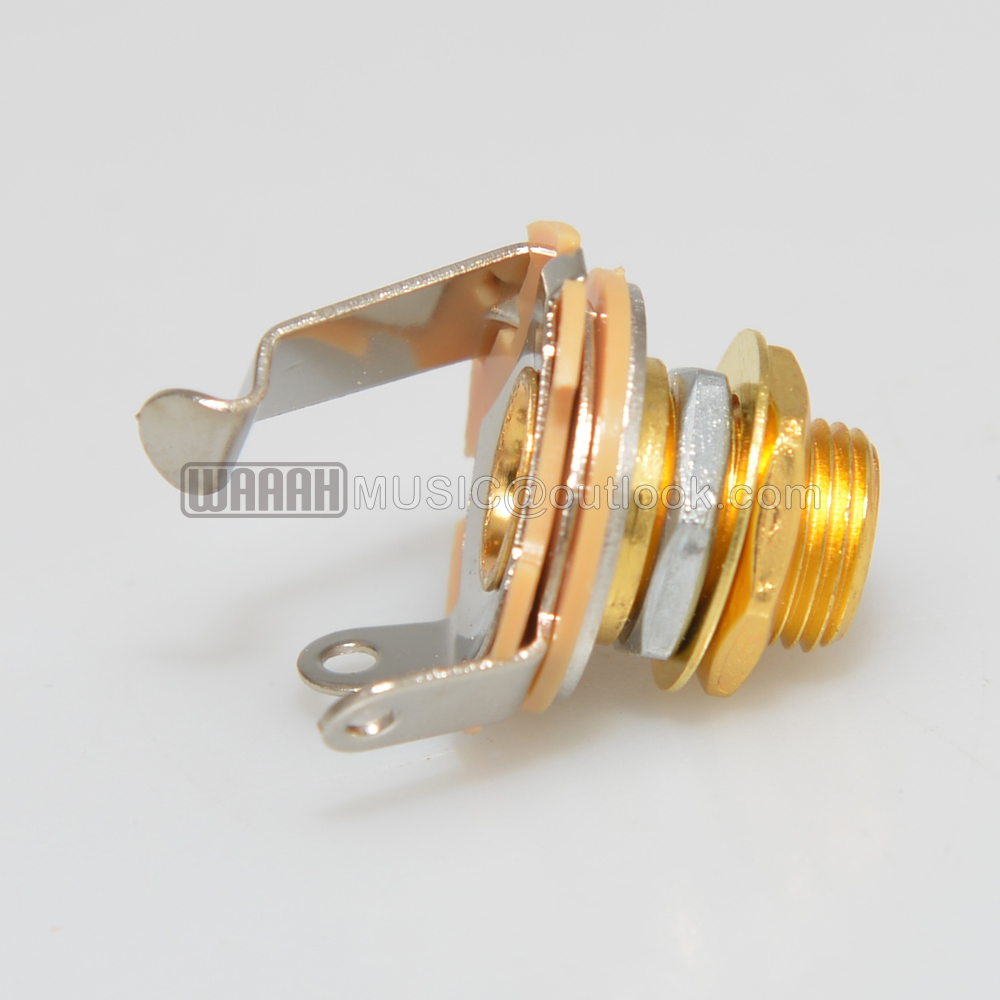 1 Uds. Conector de entrada de guitarra eléctrica para guitarra eléctrica y bajo 1/4 "(6,35mm) conector Mono Jack tuerca y arandela cromada