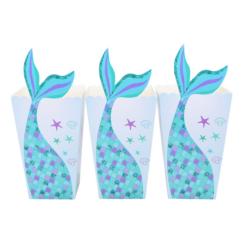 Boîtes en papier queue de sirène licorne 10 pièces/ensemble, boîtes à biscuits bonbons Popcorn, fournitures de décoration pour fête d&#39;anniversaire mariage enfants