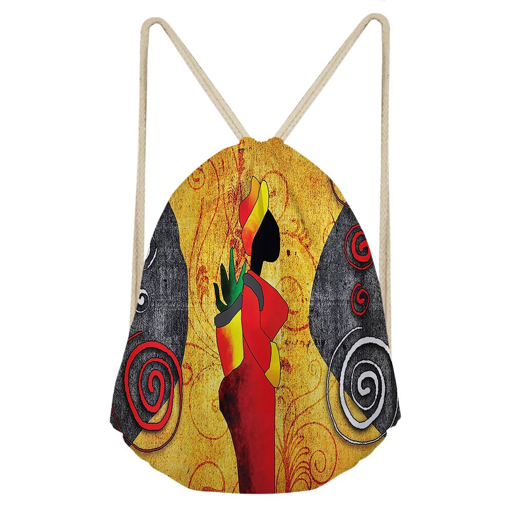 Art Style africain impression cordon sacs femmes ethnique noir Style plage épaules sac Afro dames élément chaîne sac à dos: Bleu ciel