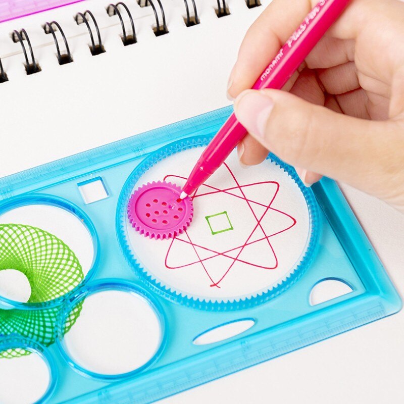 1pack/lot Kids&#39; Puzzle Colorful Drawing Ruler set Learn Drawing Rule School Stationery Supplies