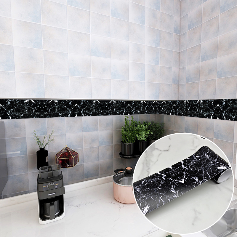 Pegatina de pared de esquina de rodapié de 240cm de longitud para baño y oficina, línea de cintura de vidrio, decoración del hogar, papel tapiz artístico de guía de onda de piso impermeable: YX005