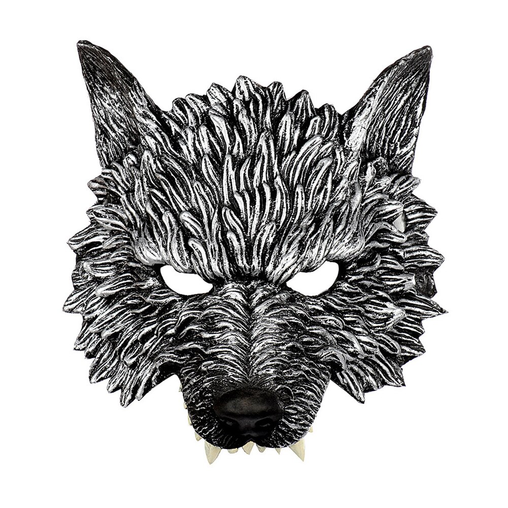 Halloween Lobo máscara para cabeza, cara Cosplay disfraces realista mira Hombre Lobo máscara de bola Facial accesorios de vestir decoración: Marrón