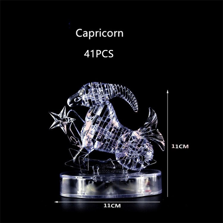 Assembly Horoscope 3D Crystal Puzzle Flashing LED Light Kids 12 Constellations Horoscope Jigsaw Puzzle Toys For Kids: Capricorn