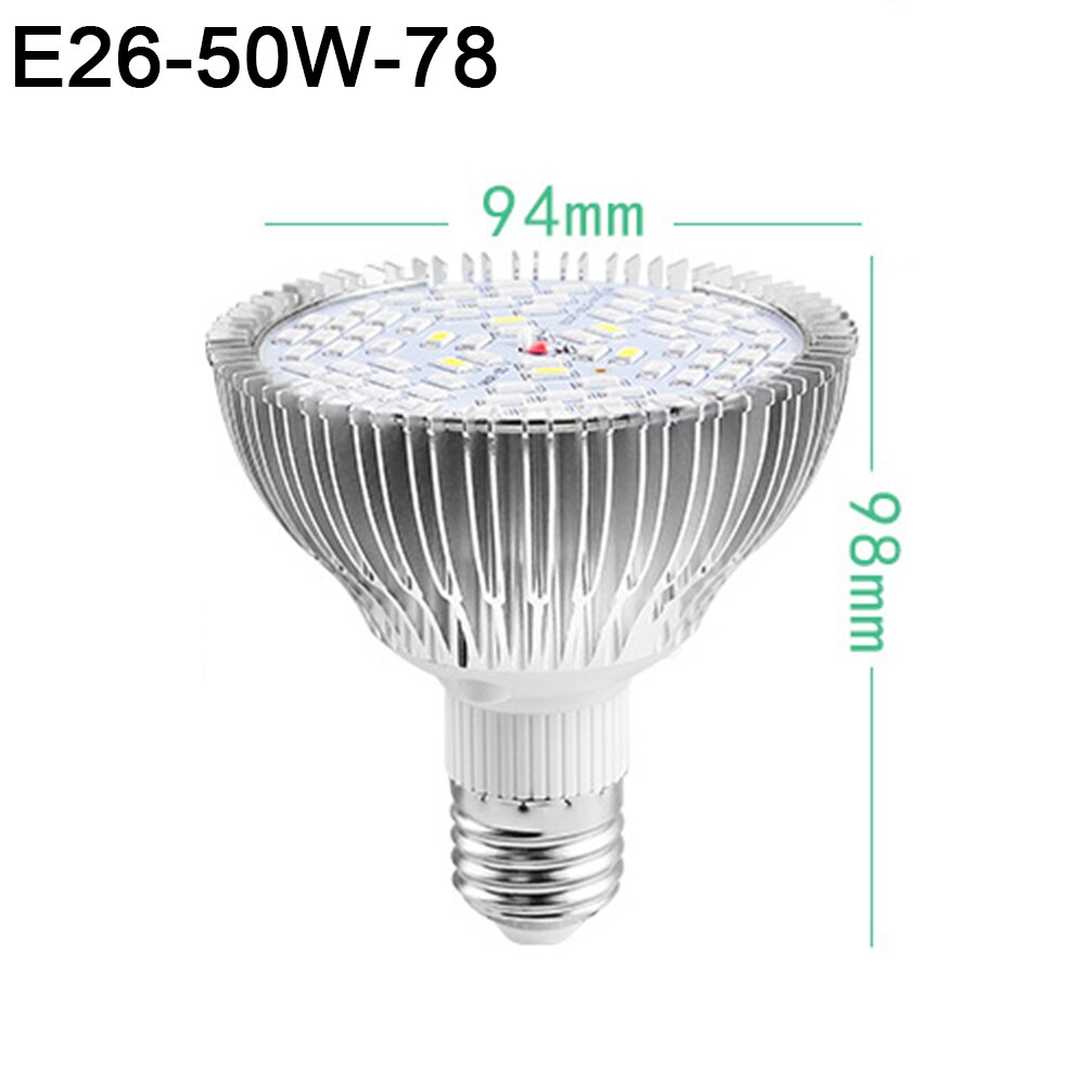 LED Grow Light E14/ E26/ E27 Full Spectrum Plant Lamps Bulb For Hydroponics Plants Flower Seed Starting Indoor 30W/50W/80W/100W: E26 50W-78 beads