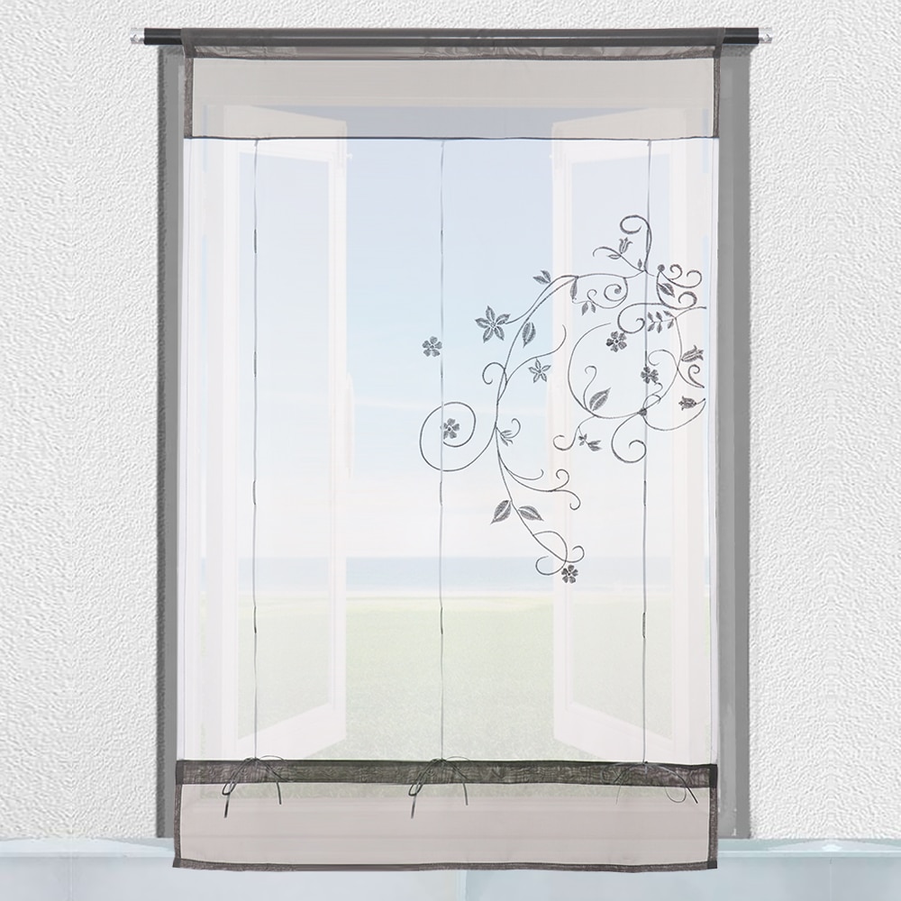 1pc romerske persienner vindue tyl voile gardin populært flot gennemsigtigt polyester gardiner broderet pastoral gardin boligindretning
