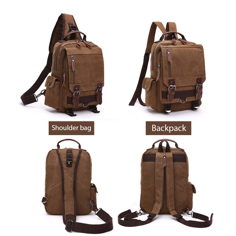Canvas Schoudertas En Rugzak Mannen Reizen Terug Pack Multifunctionele Slings Tassen Voor Vrouwen Ipad Rugzak Tassen Dames Dagrugzak