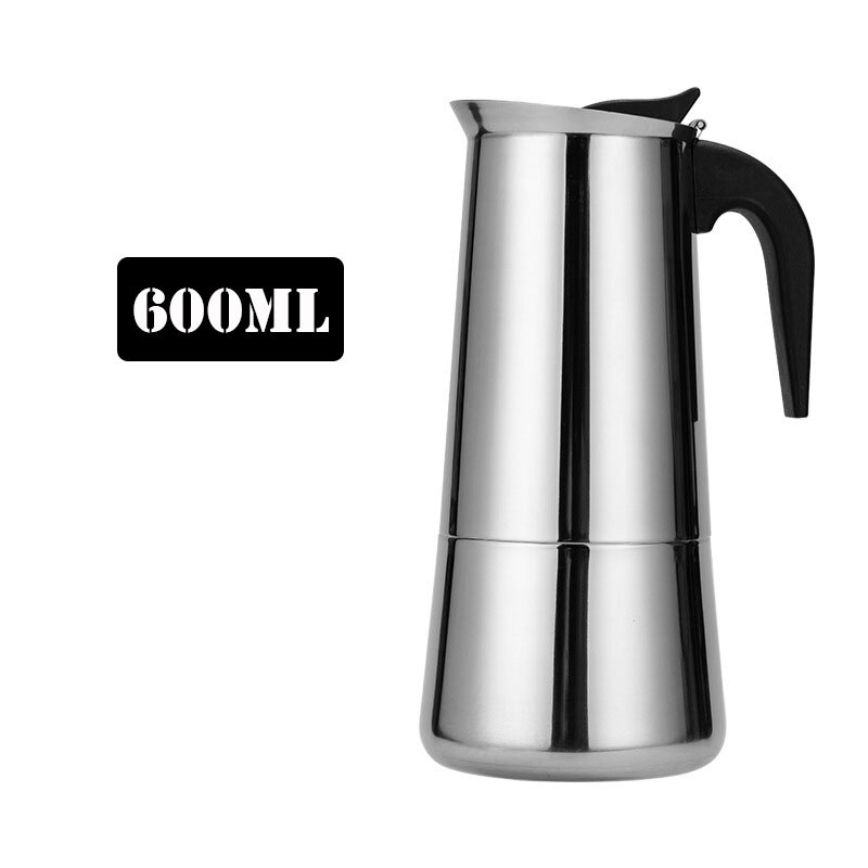 Stainless Steel Coffee Maker Coffee Pot Moka Pot Geyser Coffee Makers Kettle Coffee Brewer Latte Percolator Stove Coffee Tools: 600ML