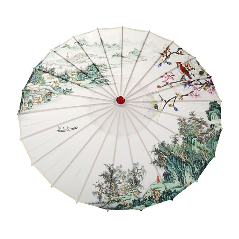 Chinese Silk Cloth Umbrella Landscape Painting Parasol Decorative Oil Paper Umbrella For Classical Cheongsam 2 2 2 2 2