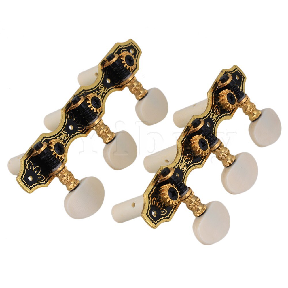 Yibuy 2 x klassieke gitaar 3 on plaat 1 l 1r zwarte stemmechaniek met beige tip