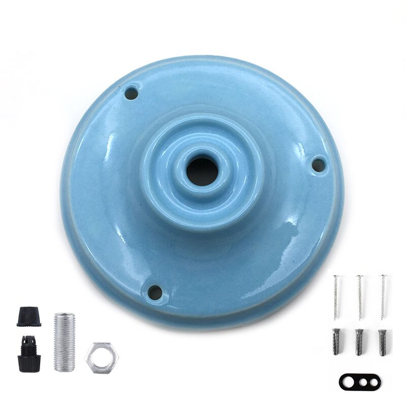 Ceramic Ceiling Pan Pendant Lamp Disc Ceiling Fixed Lamp Base Table Lamp Round Seat Lighting Accessories: Blue
