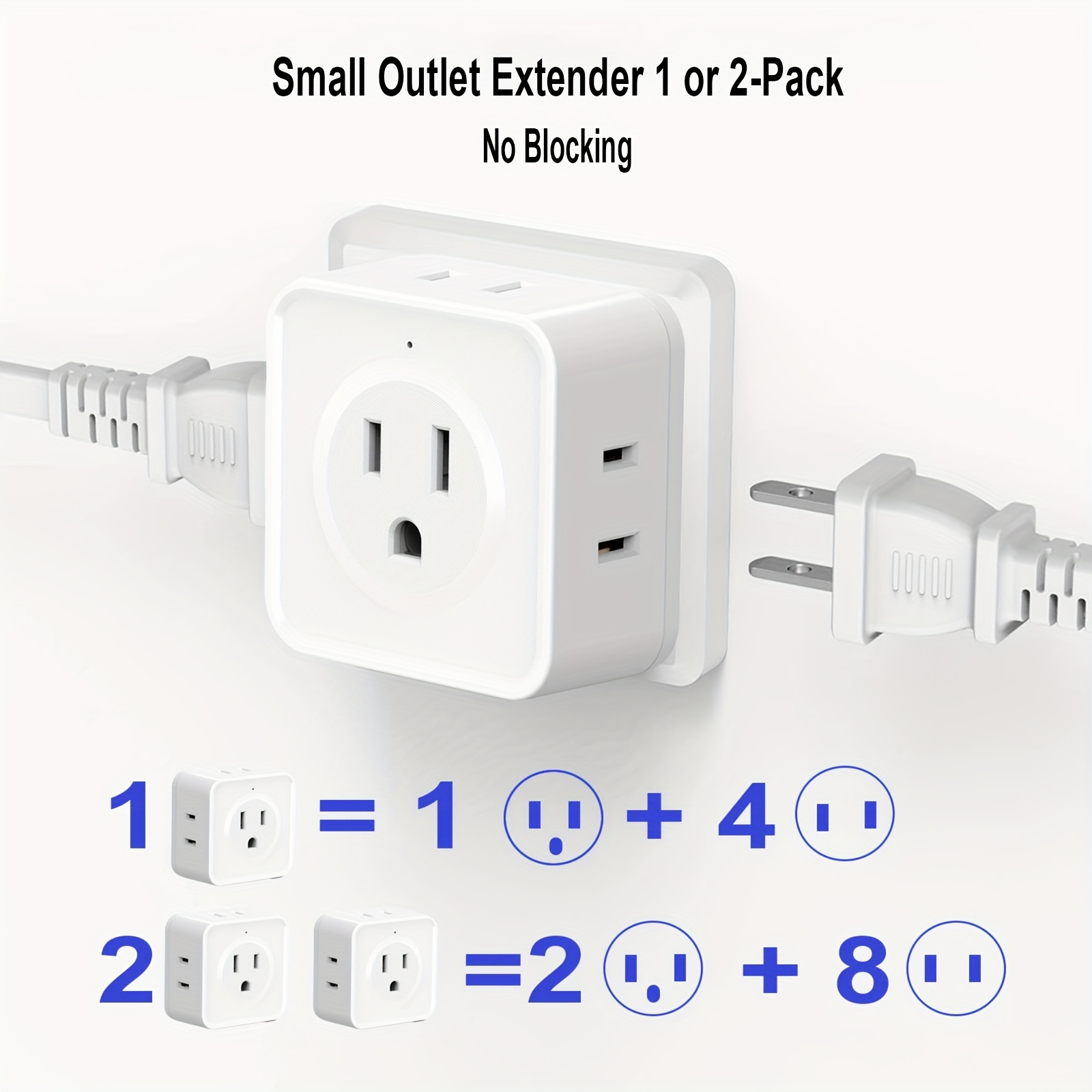 US Plug Wall Outlet Expander Multi Outlet Extender with 5AC Outlets,Small Electrical Outlet Splitter for Travel Home Office Dorm