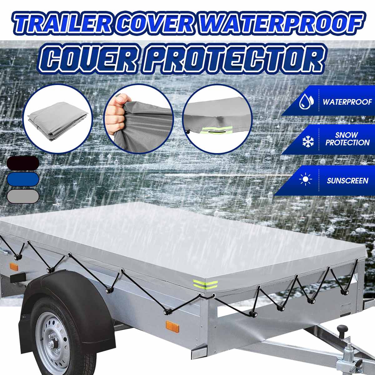 112x90x13cm Universal Trailer Car Cover Outdoor Sunshade Snow Covers Waterproof Dustproof Travel Camping Tent Cover Canopy