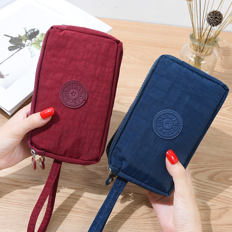 Billeteras de para mujer, Mini bolso de bolsillo para teléfono, tarjetero, cartera corta de tres capas con cremallera, cartera monedero