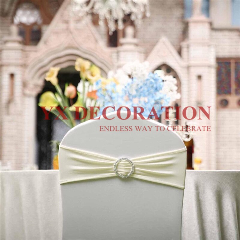 Ceinture de chaise en Lycra | Bande Spandex bon marché, adaptée à la housse de chaise, décoration de Banquet et de mariage: ivory