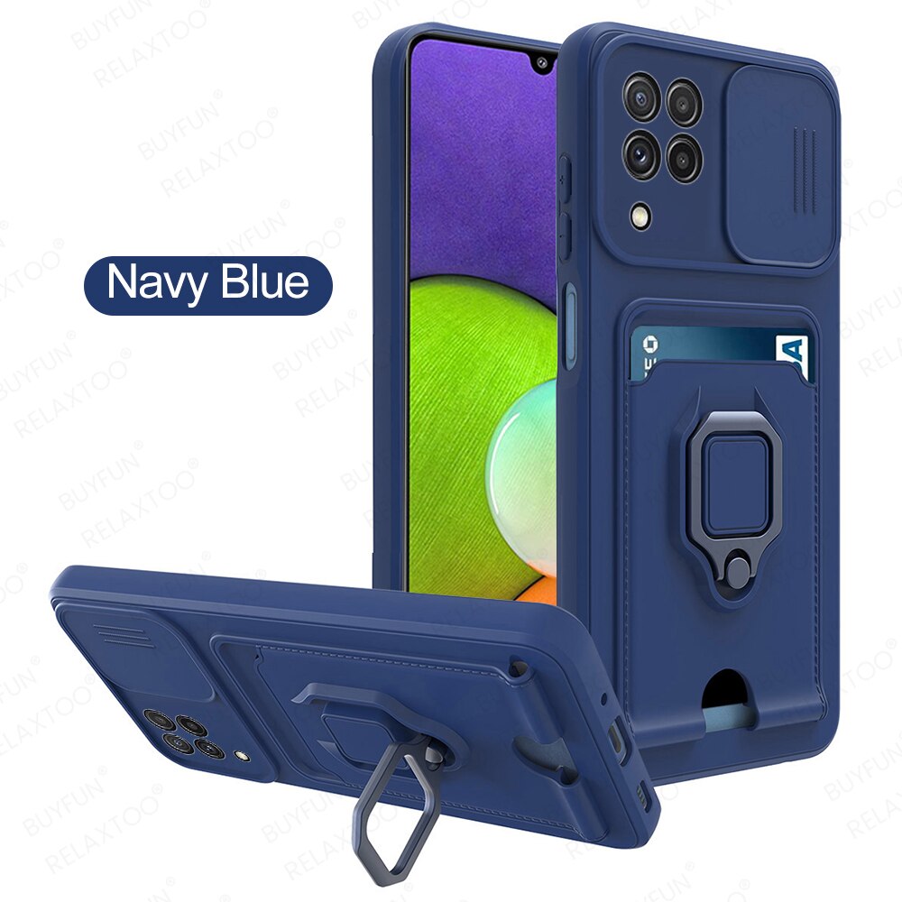 Custodia protettiva per fotocamera scorrevole per samsung A22 4G/5G supporto magnetico per auto custodia morbida antiurto SumsungA22 22A Sansung A 22 Fundas: For Samsung A22 4g / Blue 3