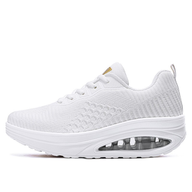 Dansesko kvinde dame moderne blød ydersål jazz sneakers strik overdel åndbar letvægts kvindelig dansende fitness sko sport: 936 hvide / 35