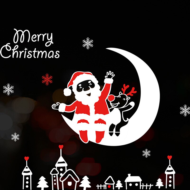 Christmas Stickers Window Glass Stickers Paster round Tube Packaging Glue-Free Electrostatic Christmas Decorations