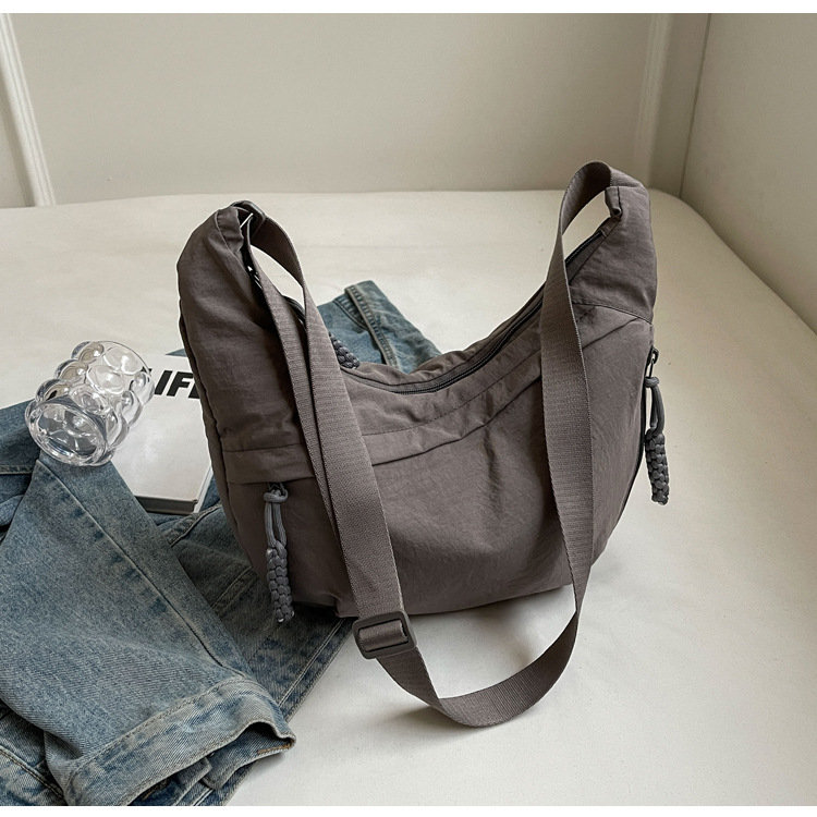 Vrijetijds unisex crossbodytas zomer campus sportstijl schoudertas hobo tas effen kleur grote capaciteit messenger tas: Wit