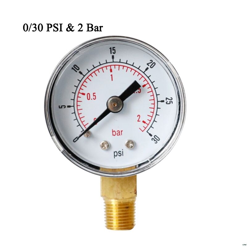 Noggrannhetsklass 2.5%  tryckmätare 40mm ratttryck 1/8 &quot; bspt vertikal 15,30,60.100,160 200, 300 psi &amp; bar: Vit