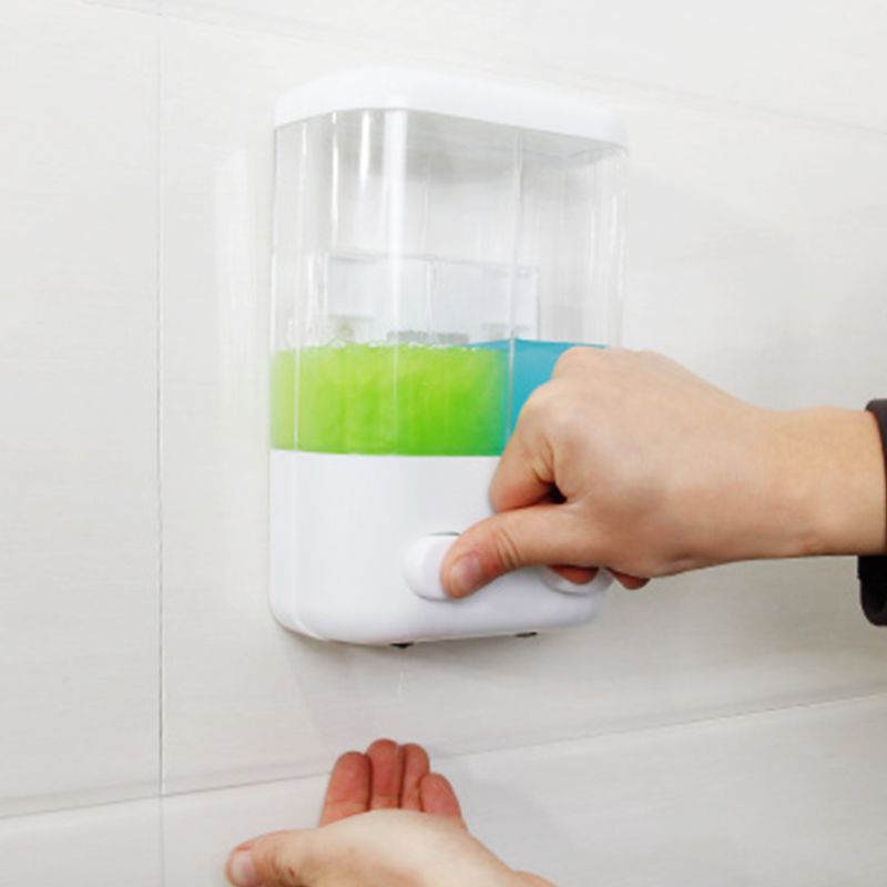 1000ml Bathroom Soap Dispenser Double Slot Wall Mounted Adhesive Shampoo Container Clear Liquid Lotion Storage X4YD