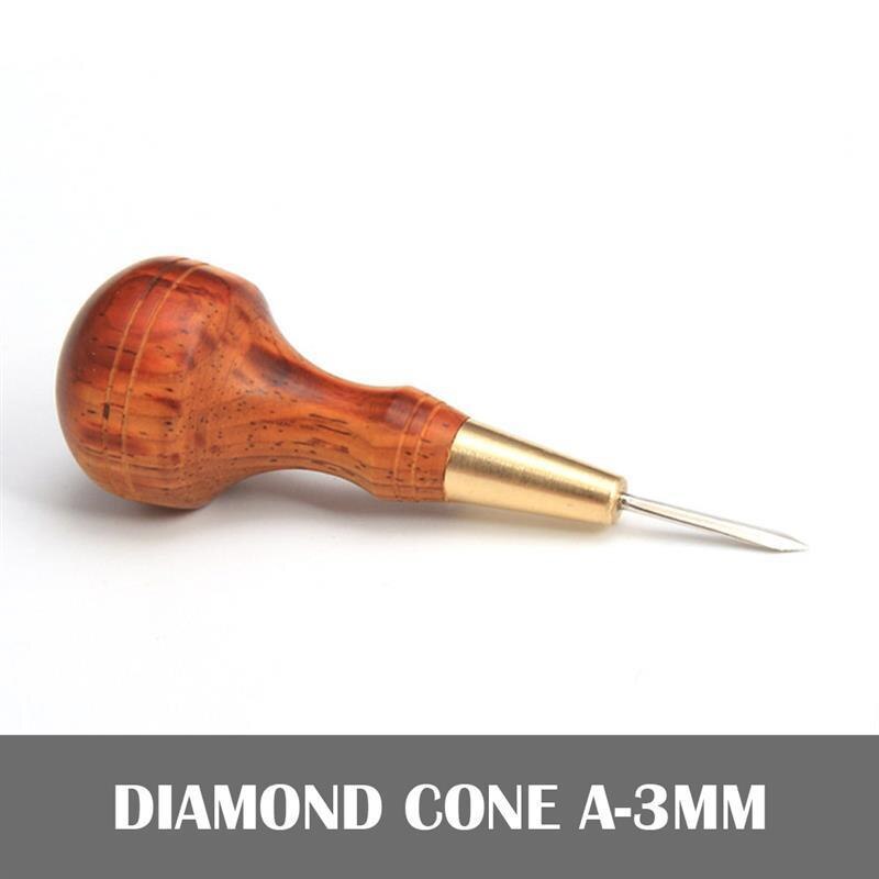 Diamond-shaped blade cutter sewing awl cutting leather wooden handle cutting leather craft sewing tool: Light Yellow