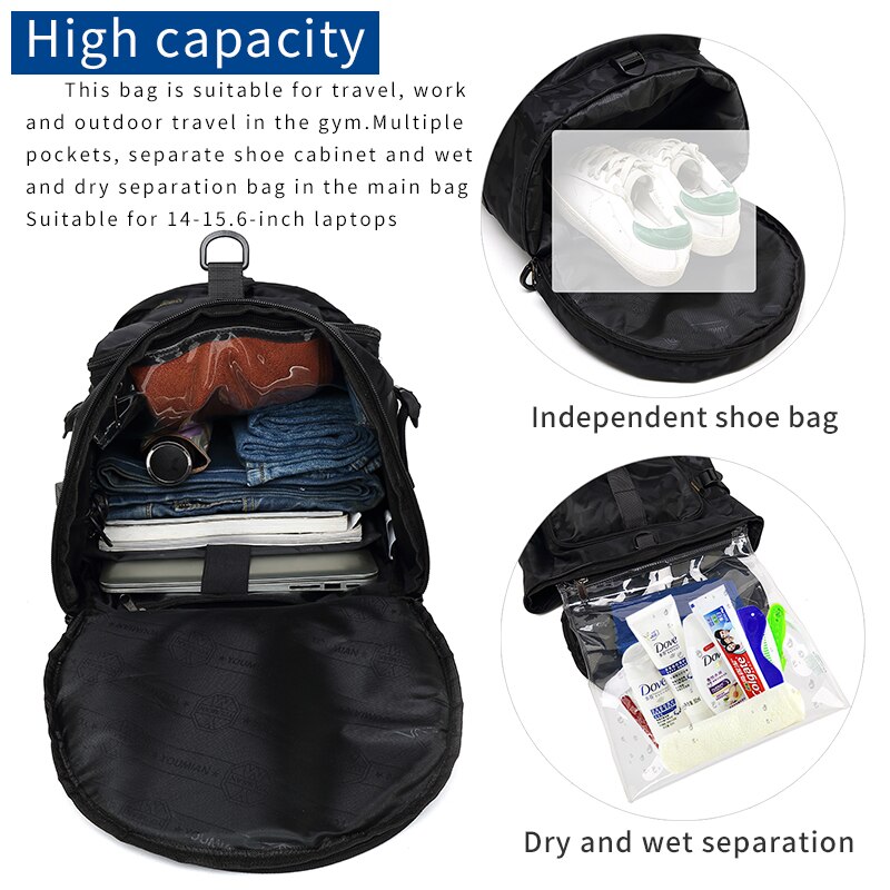 Saco de viagem masculino de grande capacidade de treinamento esportivo ginásio saco multi-purpose mochila mochila de viagem computador portátil mochila femal