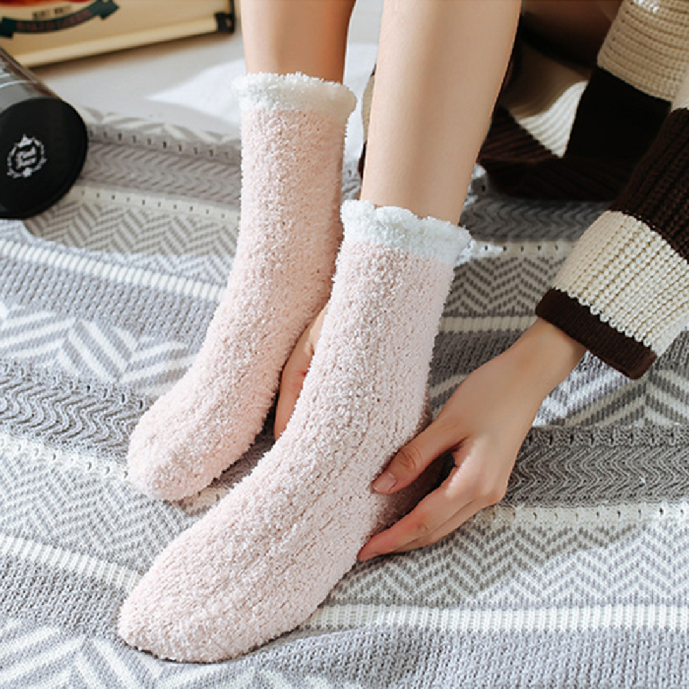Chaussettes courtes thermiques en molleton de corail pour femmes, chaussettes molletonnées, bottines d&#39;intérieur épaisses, pour filles, hiver