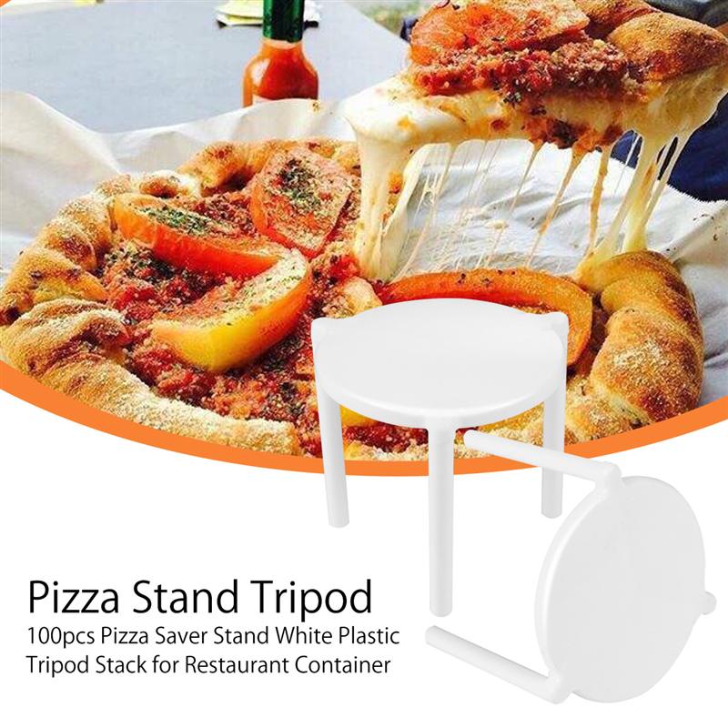 Cabilock Lot de 200 supports à pizza en plastique blanc avec trépied, support de fixation pour pizza, récipient de restaurant, boîtes de restauration à emporter