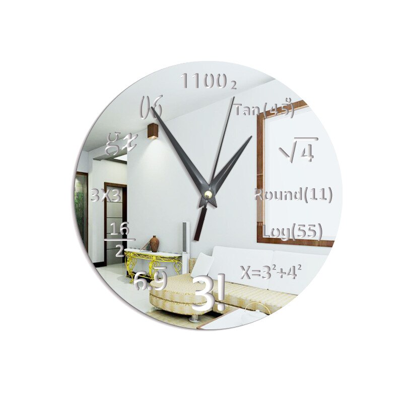 Grote Creatieve Wandklok Wiskunde Bord Pop Quiz Klok Moderne Grote Muur Horloges Voor Woonkamer Muur Interieur: Light Grey