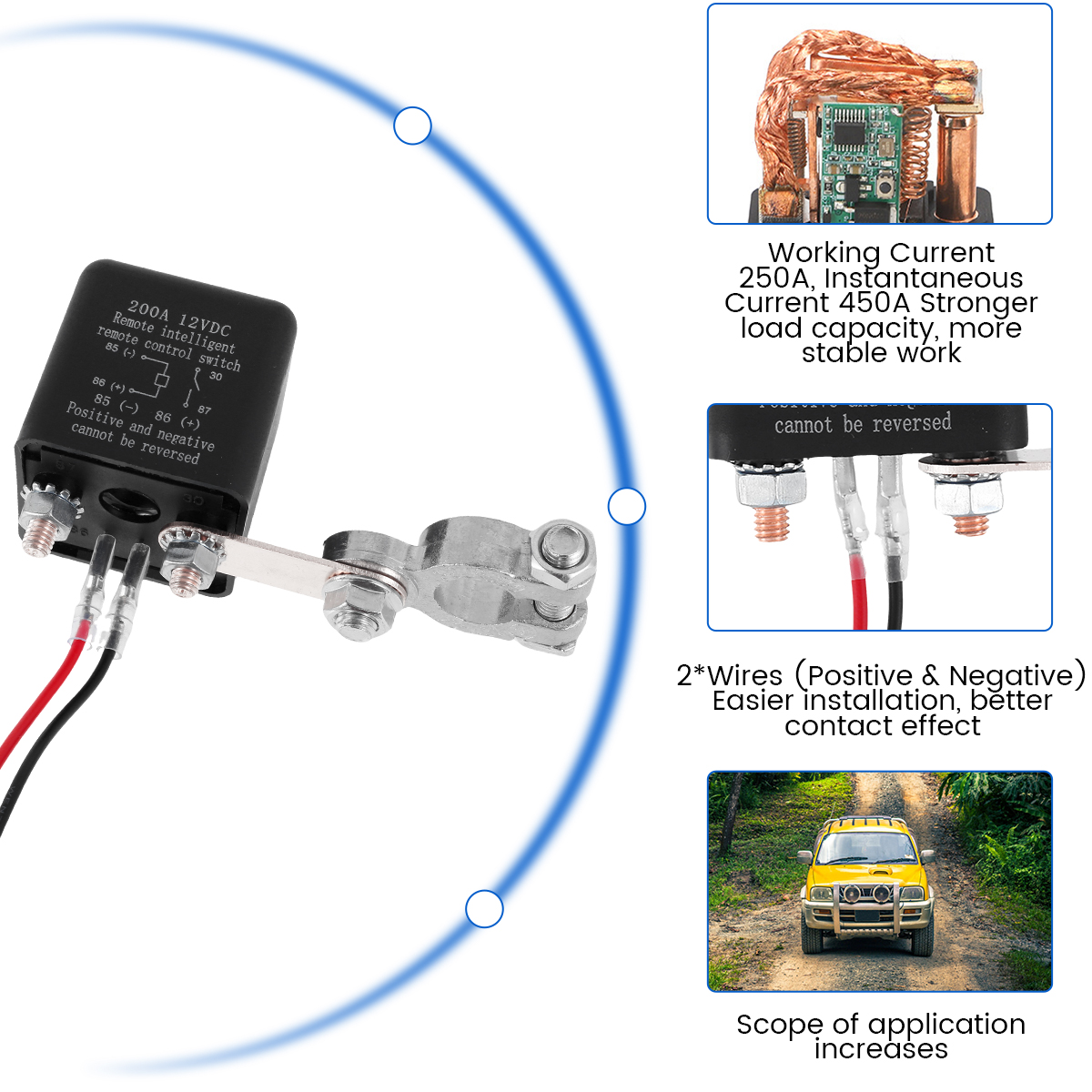 Batterierelaisschalter, 12 V, Fernbedienung, Batterietrennschalter, Diebstahlschutz, Batterieisolator für Auto, Camping, Anhänger