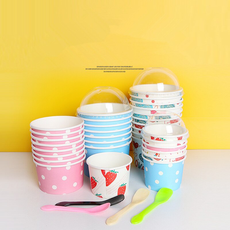 50pcs Net red ice cream paper cup disposable ice cream paper bowl yogurt cup birthday party favors cake dessert cups with lids