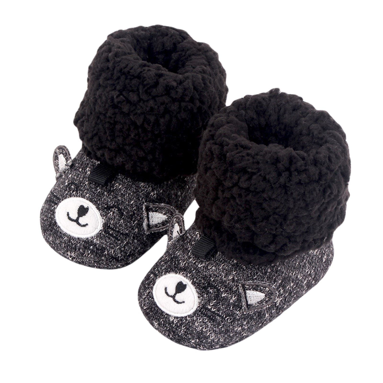 Babyschuhe, flauschig und #39 , mit kleinem bärenmuster, lang geschnitten, warm und mit weicher sohle, Ideal für partys und fotoshootings.