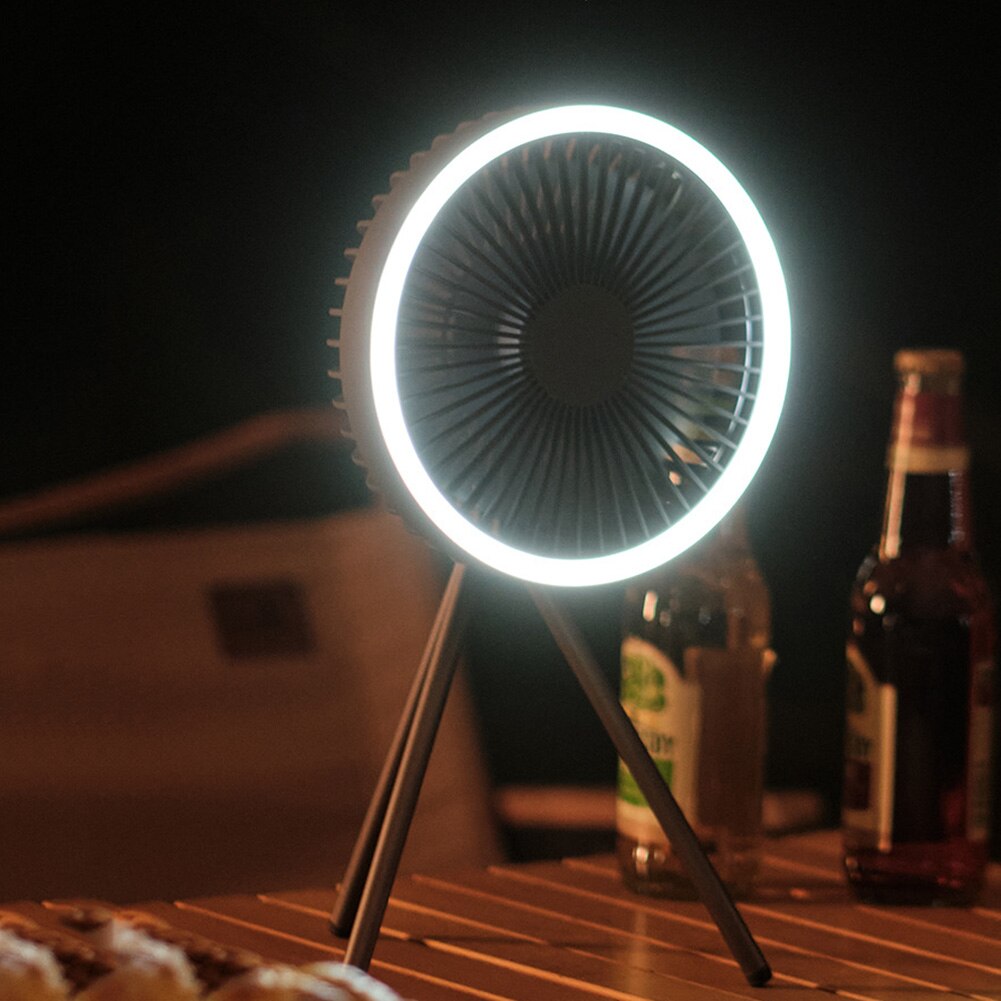 Multifunction Home Appliances USB Chargeable Desk Tripod Stand Air Cooling Fan with Night Light Outdoor Camping Ceiling Fan
