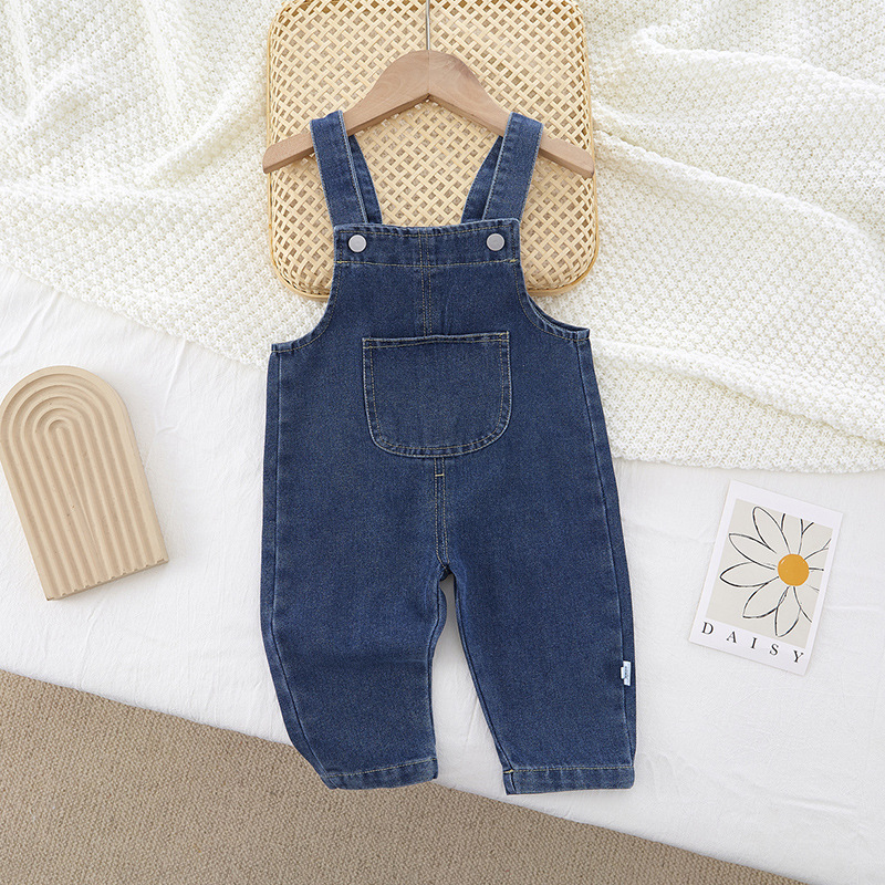 Lente Kids Jumper Baby Jongens Overalls Peuter Meisjes Denim Jumpsuits Kleding Pak Broek Kleding Peuter Baby Broek: Blue / 120(4-5T)