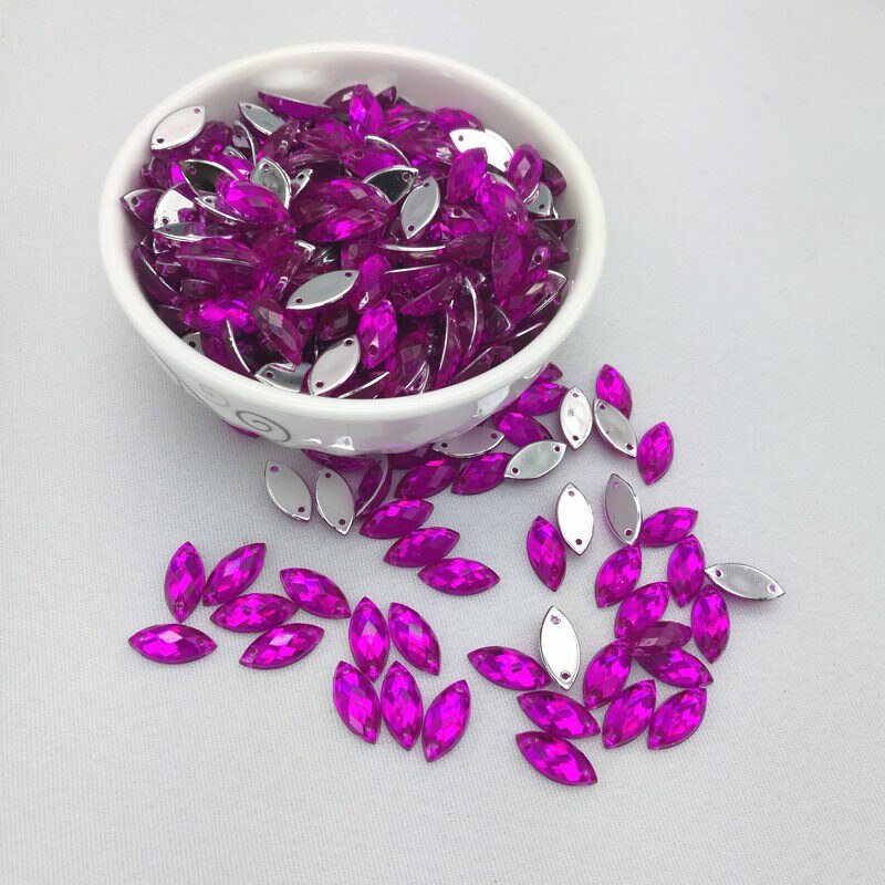 7*15mm Naaien Crystal AB Plaksteen Naai Kristallen Stenen Paard Oog Acryl Strass Voor DIY Kleding ambachten 50 st: Rose