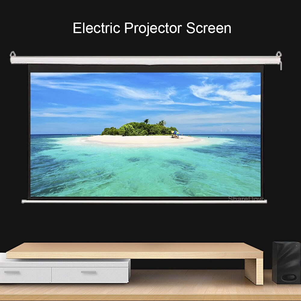 Motorized Projector Screen 60-84 16:9 Wall Mount Matte White Projection Screen with 12V Trigger Remote Control for Home Theater