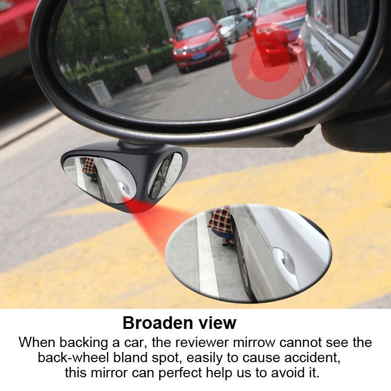 2 in 1 bilspids spejl vidvinkelspejl 360 drejelig justerbar konveks bakspejle forhjuls bilspejl
