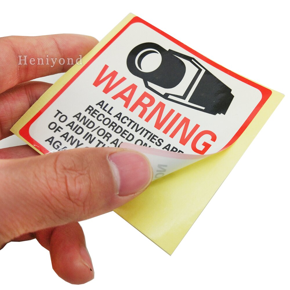 16PCS Warning Sign Sticker 80mmx80mm Protection Premium CCTV Security Sticker Camera System Video Security Decals Posted