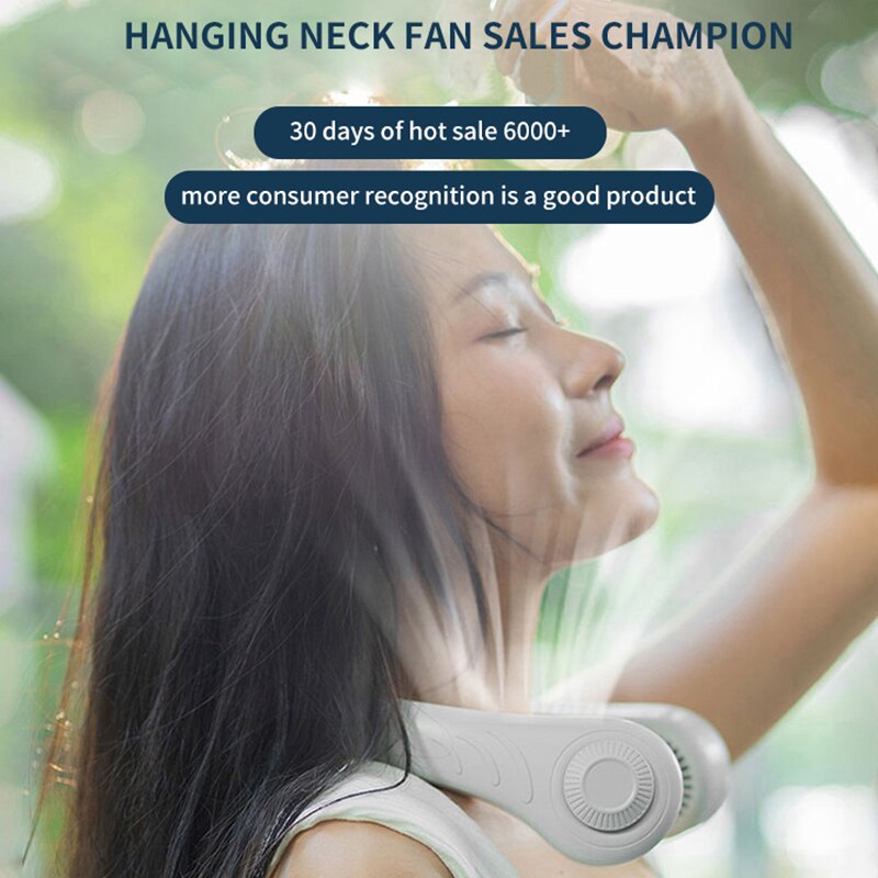 Mini ventilador de cuello portátil sin aspas, aire acondicionado recargable por USB, sin hojas, silencioso, para deportes al aire libre