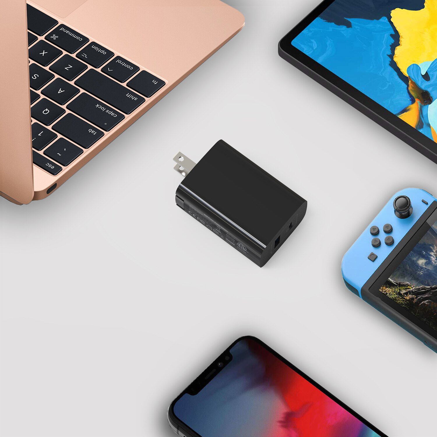 61W 2-Port USB C GaN Charger PD Power Adapter for iPhone for Galaxy USB C Laptops and More Wall Charger Portable Phone Charger