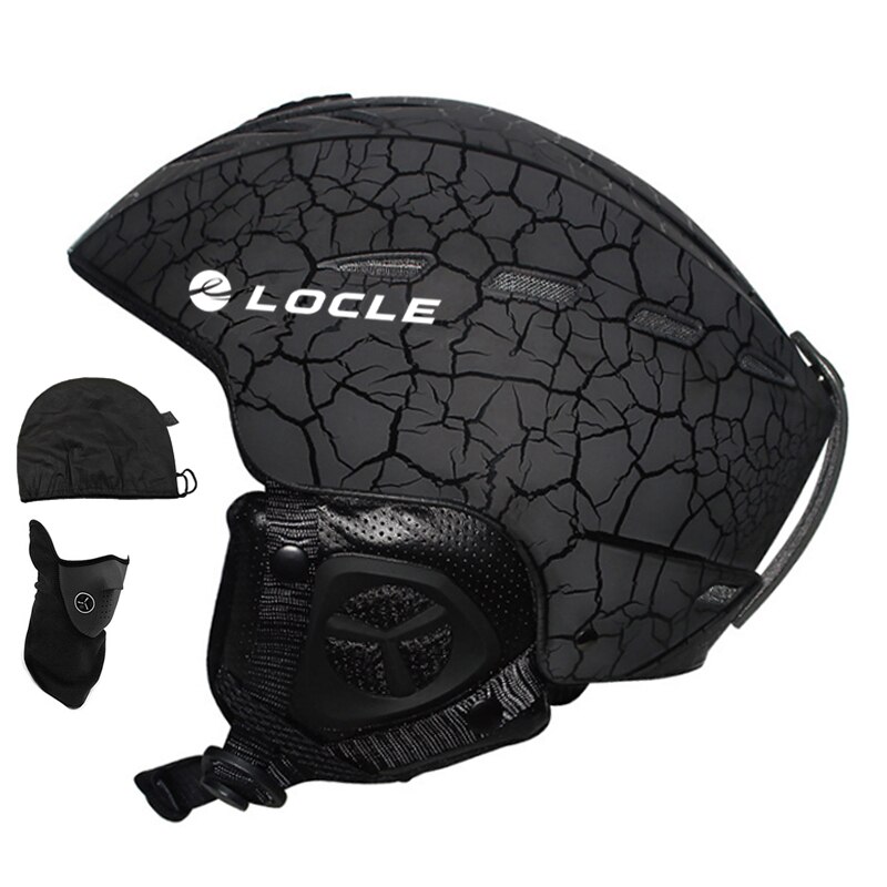 Locle top skidhjälm ce-certifiering abs+eps skidhjälm snöskridskoåkning snowboard skateboardhjälm 55-61cm: Svart spricka / L  (58-61cm)
