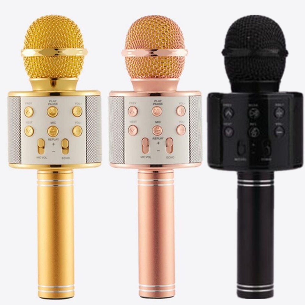 FGHGF WS858 Microfono Karaoke Wireless Bluetooth - Microfono a Condensatore Portatile Altoparlante