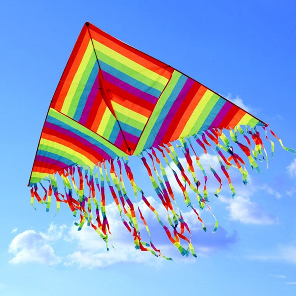 Regenboog Driehoek Kite Plain Weave Multi-Staart Kleurrijke Kite Grappige Interactieve Kids Surfen Kite Kinderen Speelgoed